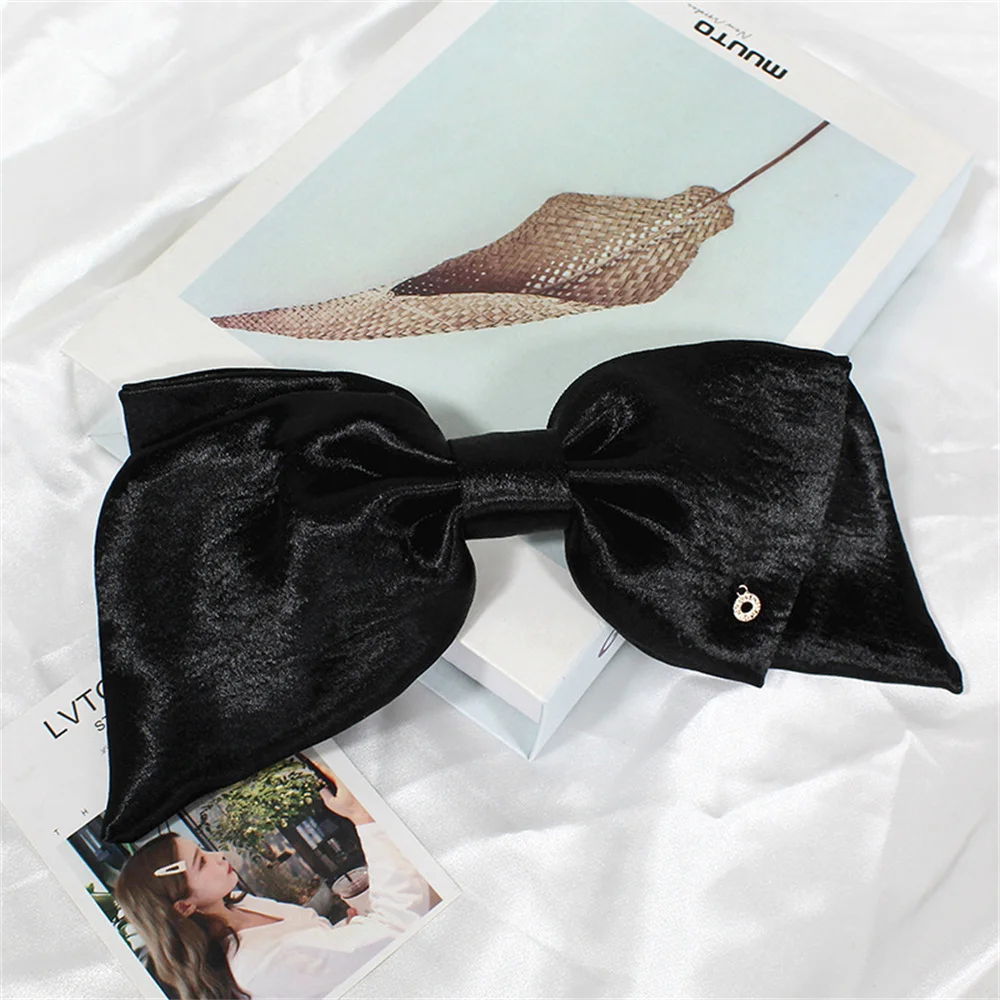 

Korean Double-layer Bowknot Sun Velvet Hairpin Spring Clip Temperament Half Comb Top Clip Hair Ornament