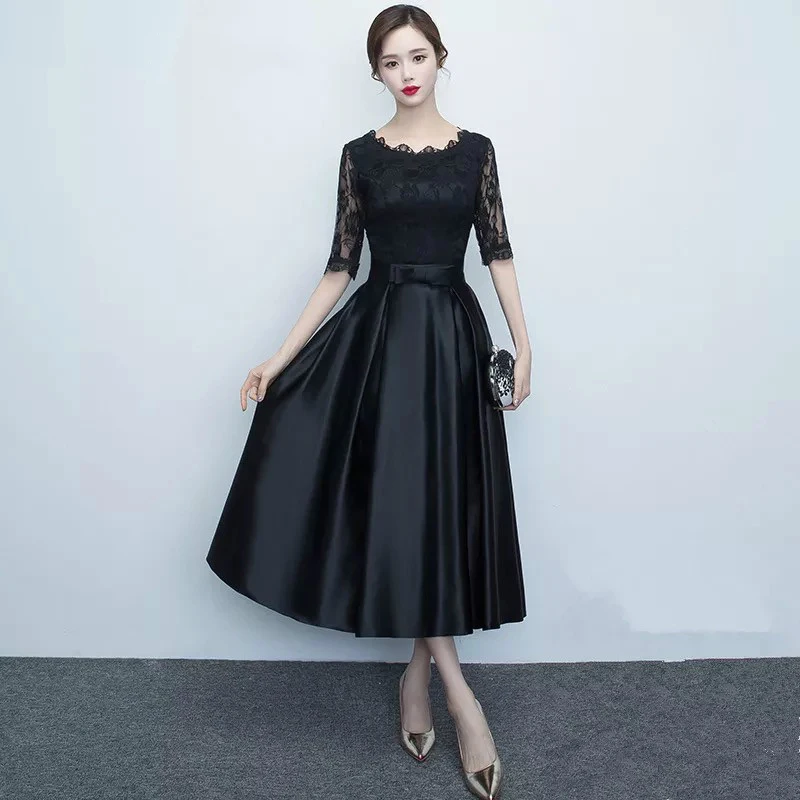 AnXin SH принцесса Черное Кружевное цветочное вечернее платье для вечеривечерние