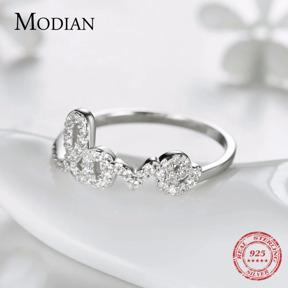 Modian 2021 новый 100% 925 пробы серебряные кольца Forever Love кубического циркония с