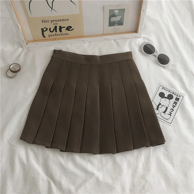 

Sexy women short skirt cute female pleated skirt spring autumn high waist solid color mini skirt summer sweet female skirt