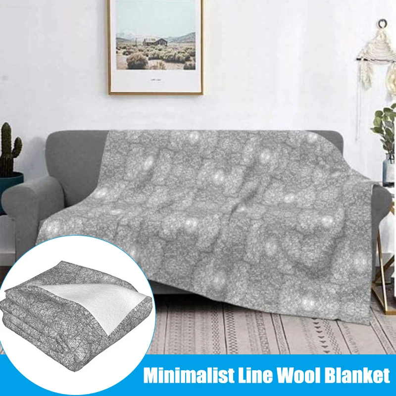 

Minimalist Line Wool Blanket Super Soft Micro-Decorative Bedspread Summer Lightweight Warm Flannel Blanket RT88