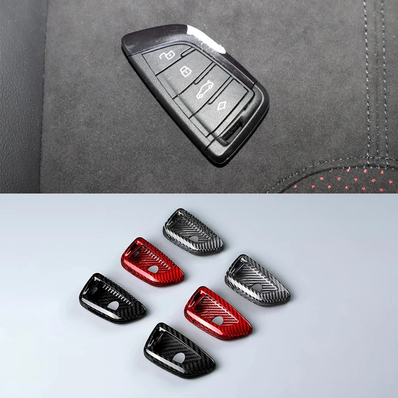 For Toyota Supra A90 MK5 2019 2020 2021 Car Genuine Carbon Fiber Remote Smart Key Case Key Fob Case Holder Cover Trim