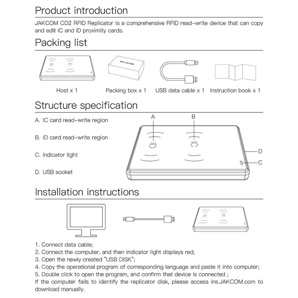 

JAKCOM CD2 RFID Replicator For men women 125khz antenna rfid writer module ibutton reader access control keypads h2002d book