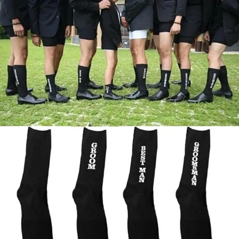 

Fashion Black Men's Socks Male Casual Wedding Socks Groomsman Groom Best Man Father of the Bride Funny One Size Gift for Adults