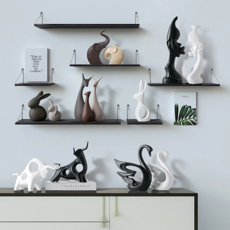 Modern Ceramic Animal Figurines Crafts Swan Deer Ornaments Home Livingroom Furnishing Decoartion Office Desktop Accessories Art | Дом и сад
