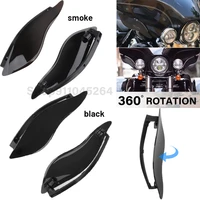 side adjustable wing windshield air deflector black smoke windshield for harley electra glide tri glide street glide 2014 2020
