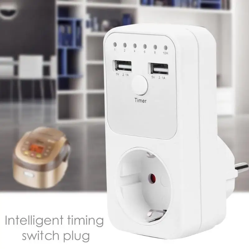 Двойной 5V 2.1A USB EU штепсельная розетка для синхронизации умный таймер