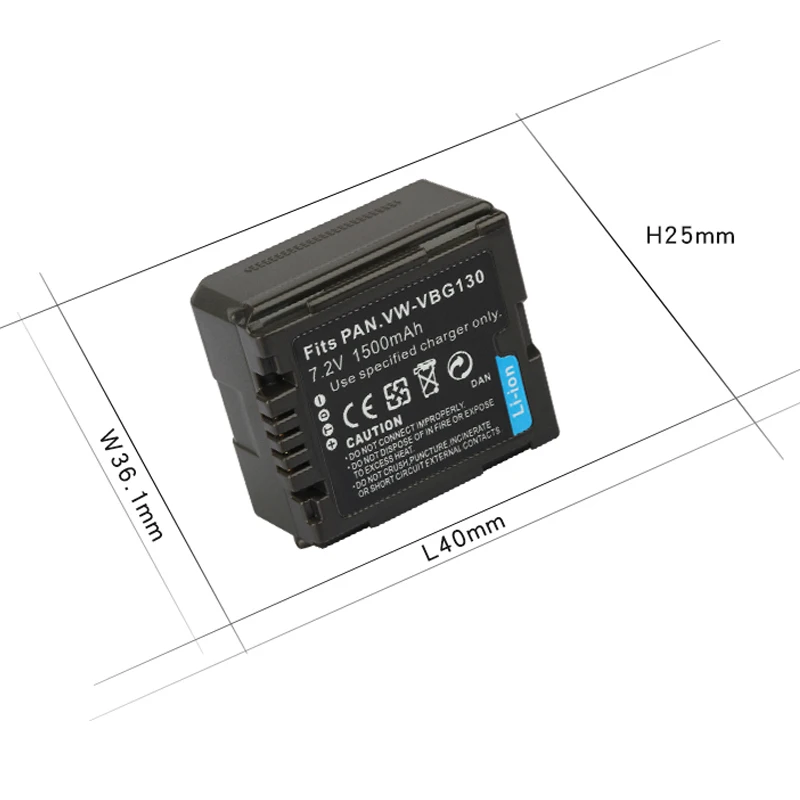 VW VBG130 Камера Батарея 1500 мА-ч для цифрового фотоаппарата Panasonic VW-VBG130 VW-VBG070 VW-VBG260 SDR-H20 SDR-H28 SDR-H258 HDC-SD1 мА/ч. аккумулятор