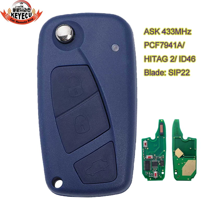 Пульт дистанционного управления с 3 кнопками 433 МГц PCF7941A/ HITAG 2 ID46 для Fiat Panda 2003-2012 |