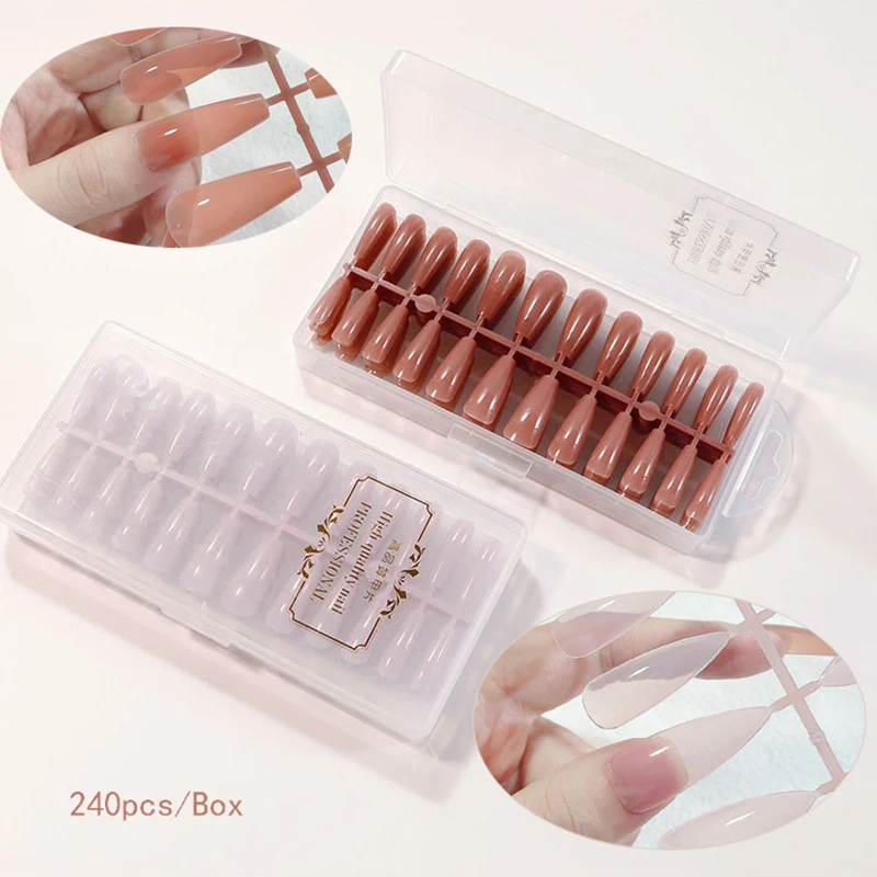 

240Pcs/Box Full Cover False Nail Tips Press On Long Stiletto Tips Gel X Nails Extension System Stick On Nails Supplies Art Tools
