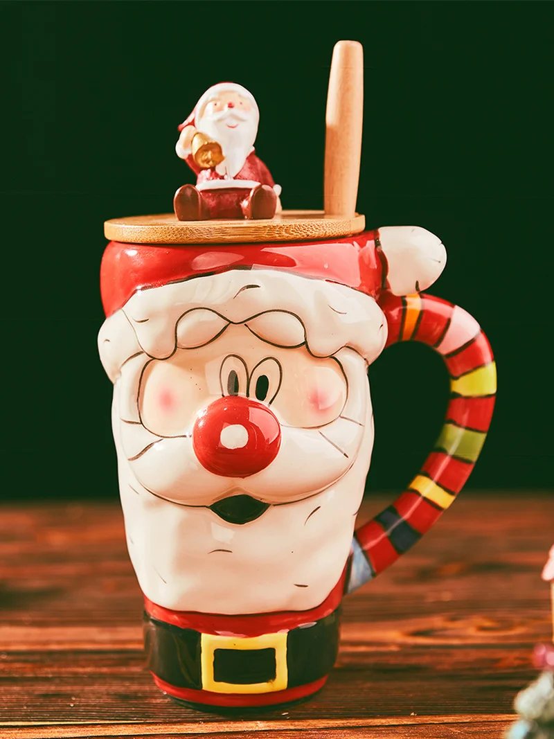 Тысячи ручной раскрашенные кружки Санта Клаус керамическая кружка с крышкой для