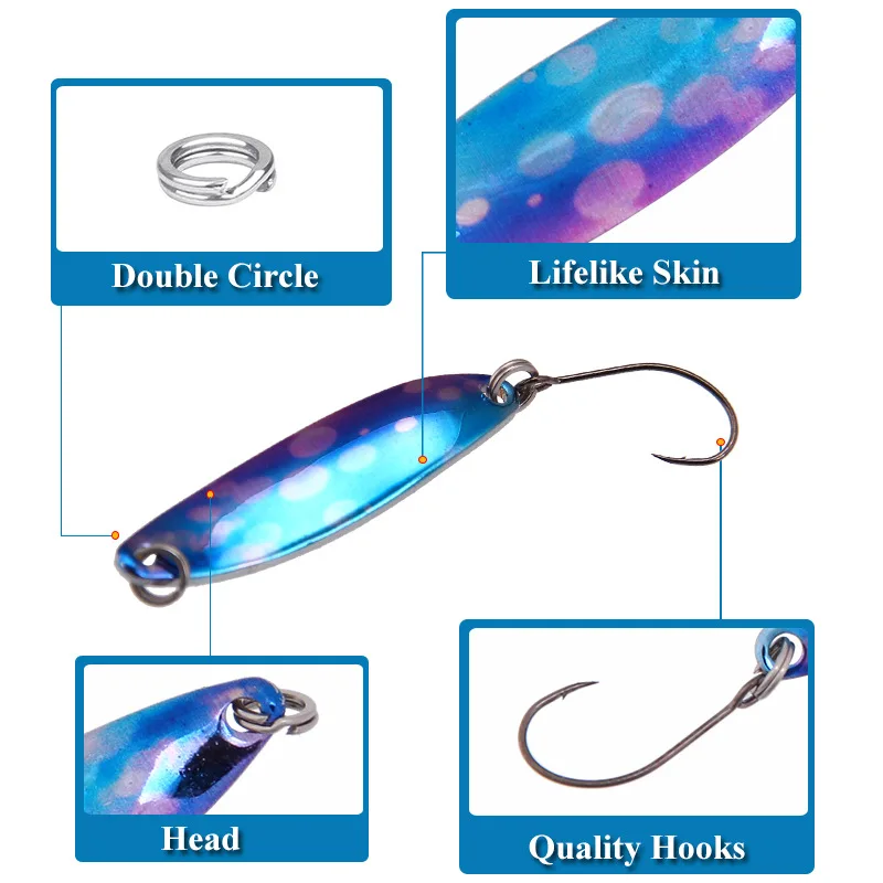 1PCS Metal Spoon Hard Fishing Lure Artificial Wobblers for Trolling Trout Spoon Bait Bass Pike with Single Hook 3.5G-5g