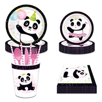 cute china panda wild one animals baby shower party disposable tableware sets plates happy birthday party decorating supplies