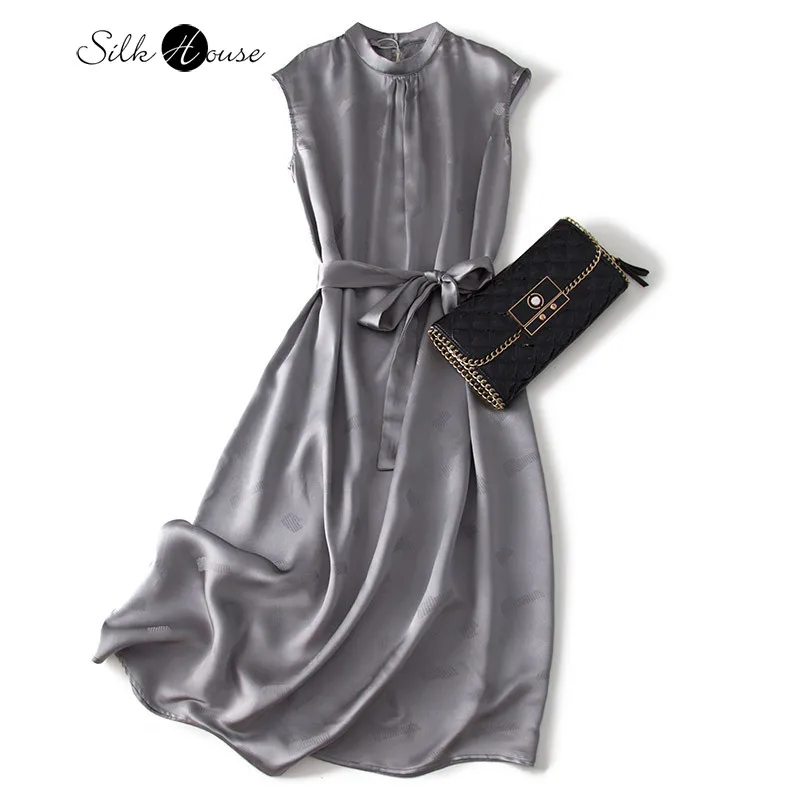 23момме тяжелые атласные шелковые спущенные плечи воротник-стойка Длинные Серые