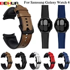 BEHUA официальный силиконовый + кожаный ремешок для Samsung Galaxy Watch 4 Классический 46 мм 42 ммWatch4 44 мм 40 мм металлический браслет