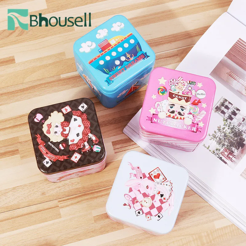 Портативная квадратная мини-железная коробка для тортов хранения с тиснением