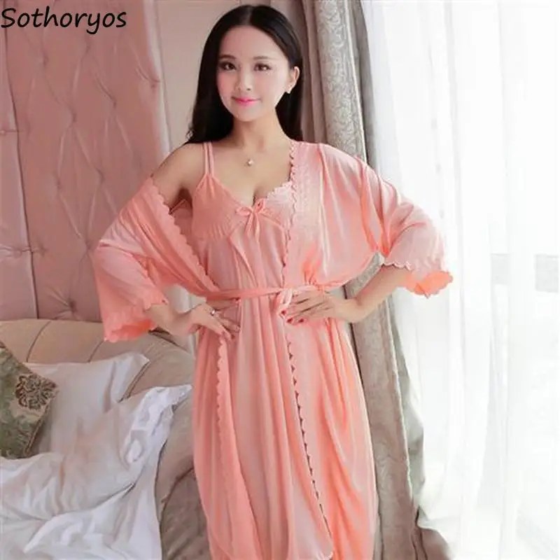 Комплект женской ночной рубашки из 2 предметов одежда для сна отдыха 3XL шелковая