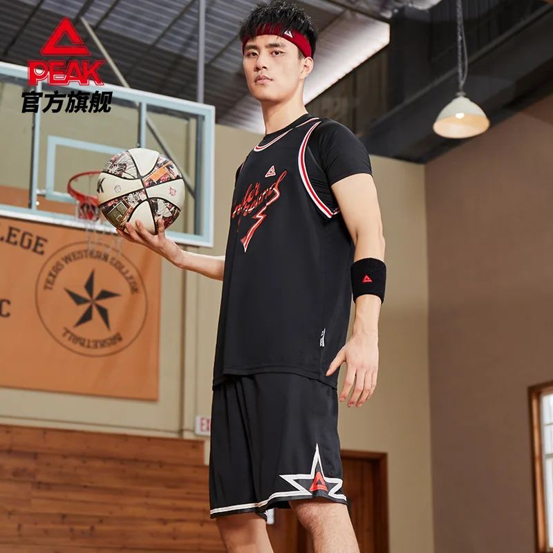 Peak basketball short suit 2021 new men's basketball suit breathable loose sweat wicking outdoor indoor basketball suit