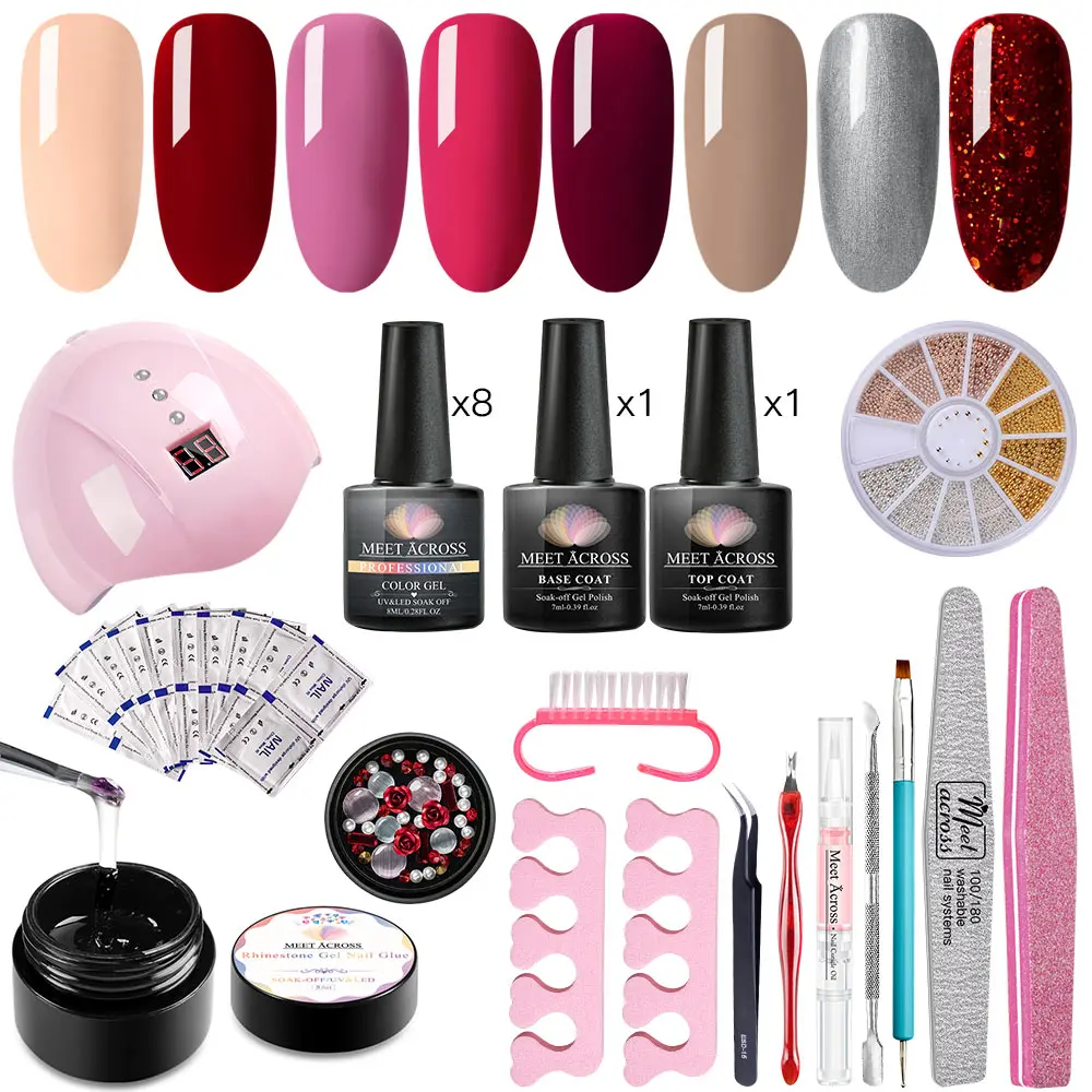 Набор гель лаков для ногтей 24 шт./компл. чистый цвет базовое и верхнее покрытие