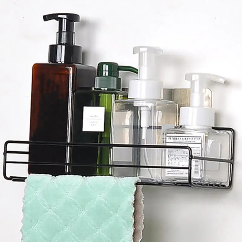 

Многофункциональная настенная полка для хранения без перфорации, кованая корзина для хранения, можно подвесить кухонный органайзер для по...