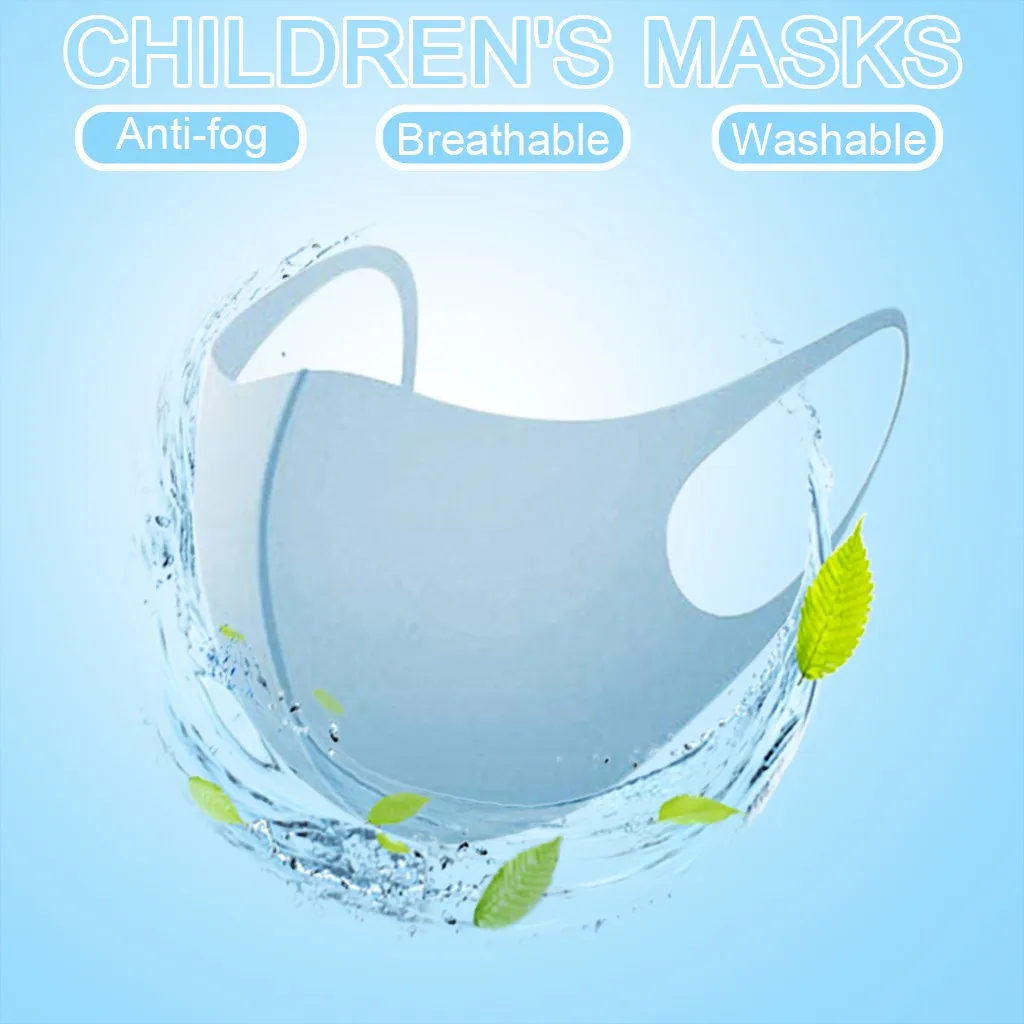 5 шт. маски для лица многоразовые Мультяшные однотонные Детские против