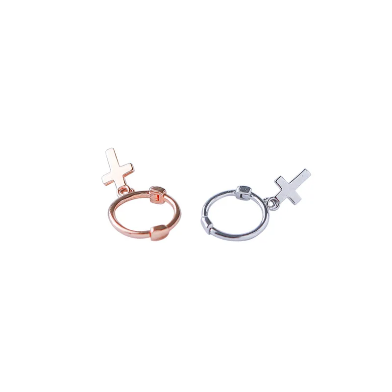 

REETI 925 Sterling Silver cross Earrings for Women Fashion Personality Couple Small Contracted Earrings