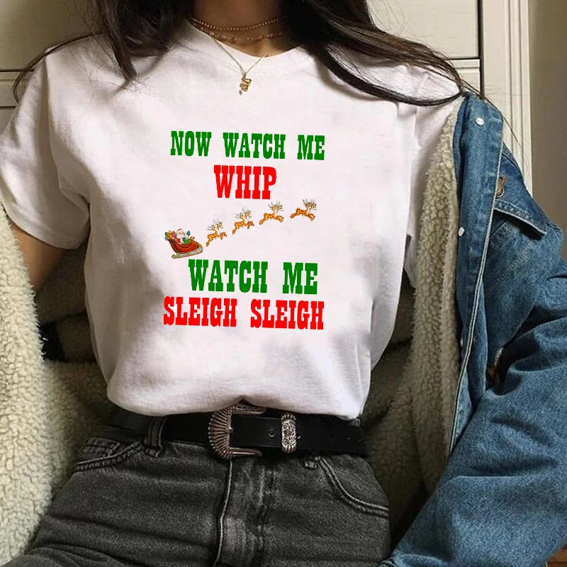 Женская модная Новогодняя одежда с принтом Merry Christmas женская футболка Kawaii футболка Camisas панк женские футболки