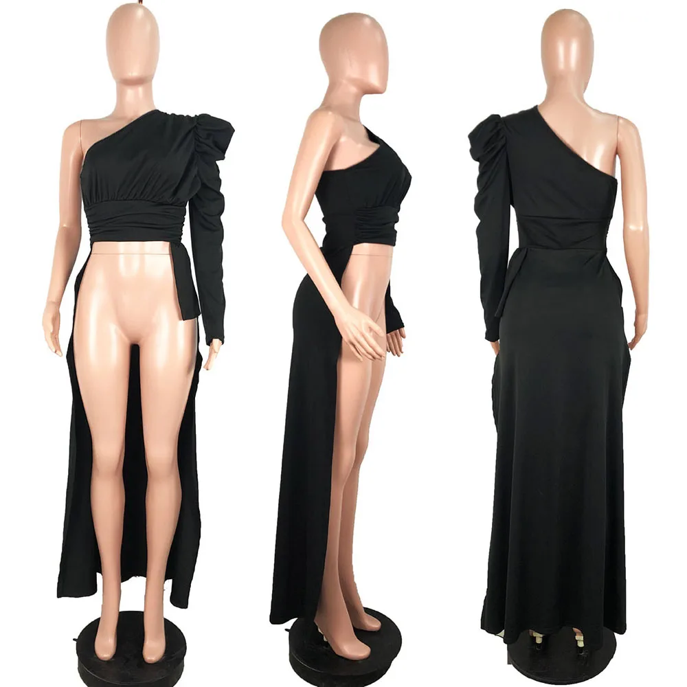 

SEBOWEL Spring Womens One Shoulder High Low Irregular Peplum Tops Tunics Maxi Hem Female Elegant Asymmetrical Tunic Tops S-XL