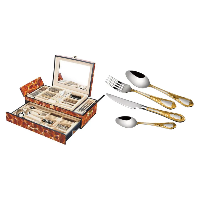 72 шт. столовые приборы из нержавеющей стали Ложка Вилка Нож палочки для еды