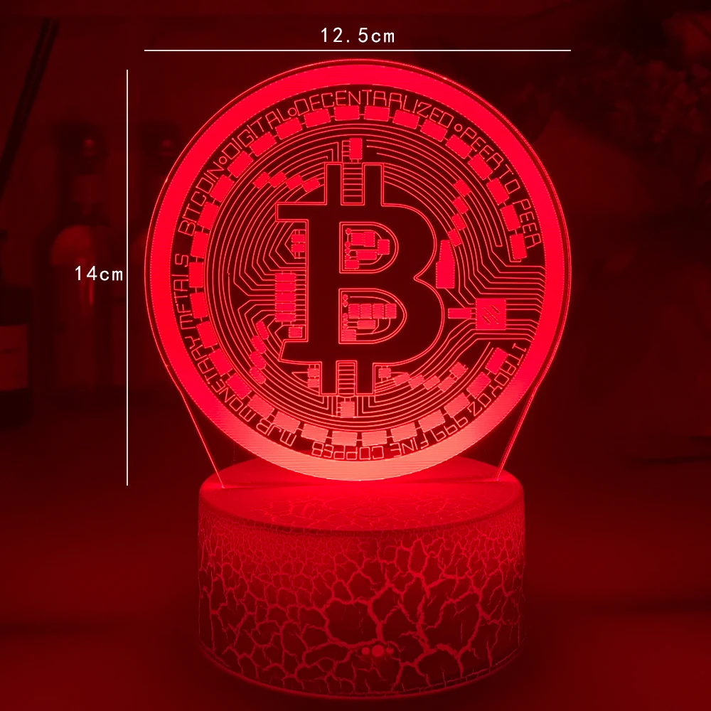 

Acrylic Led Night Light Bitcoin for Room Decorative Nightlight Touch Sensor 7 Color Changing Battery Powered Table Night Lamp 3d