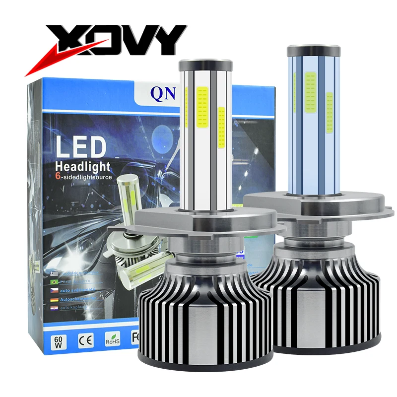 

2 шт., Автомобильные светодиодные ламсветильник H4 N6 H1 H3 H8 H11 H13 9004 9007 6000K лм