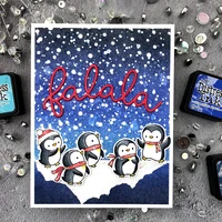winter greetings penguins metal cutting diescoordinating stamps for scrapbooking craft die cut card making embossing stencil