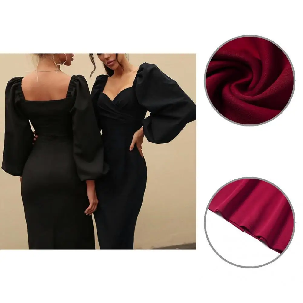 

Popular Off Shoulder Wrap Lady Party Dress Midi Dress Autumn Winter Skin-friendly