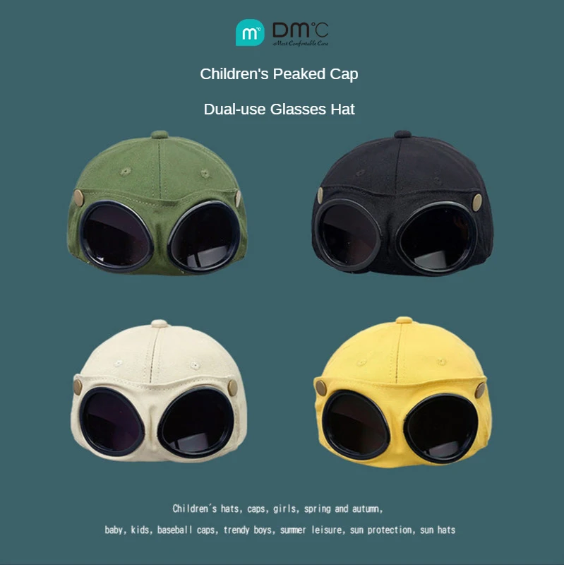 

2021 spring and summer children's glasses hat sunglasses baseball cap boys and girls baby caps