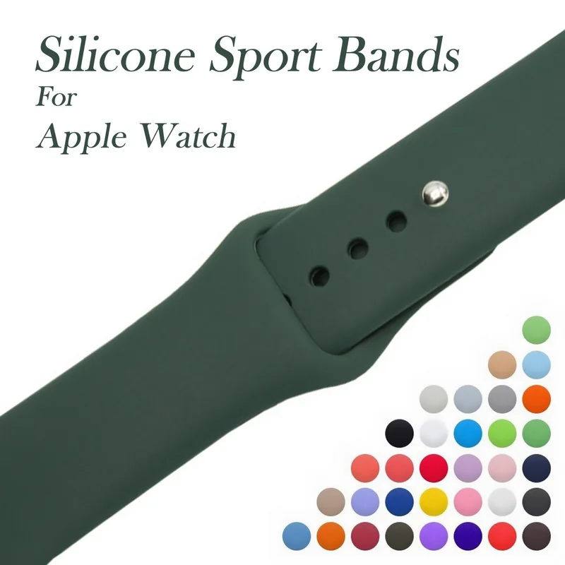 Ремешок силиконовый для Apple Watch band 38 мм 42 спортивный браслет iWatch 4 44 40 аксессуары