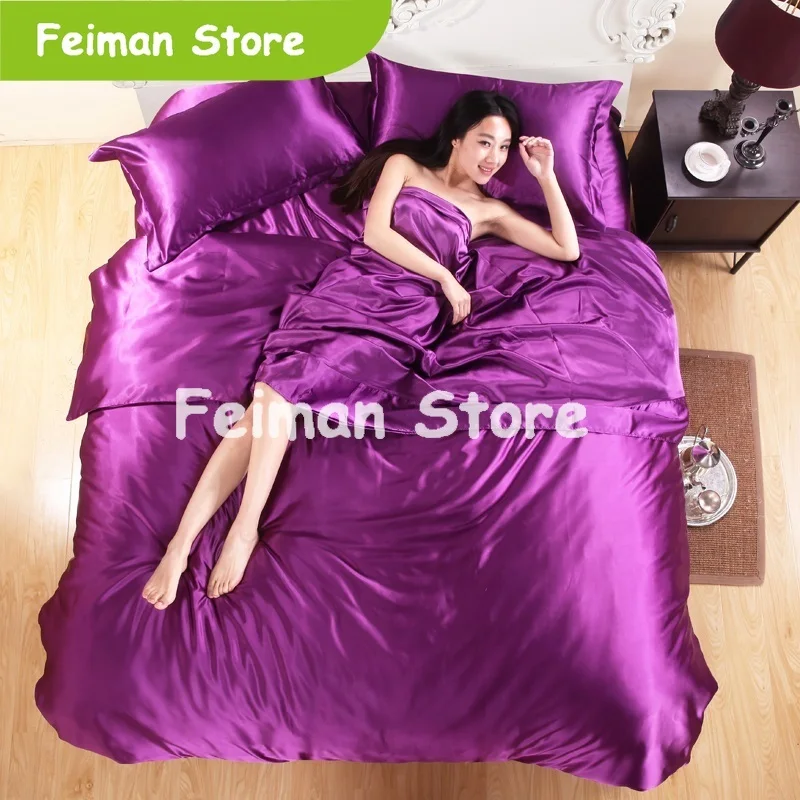 Горячее предложение! Распродажа! 100% чистый атласный Шелковый комплект