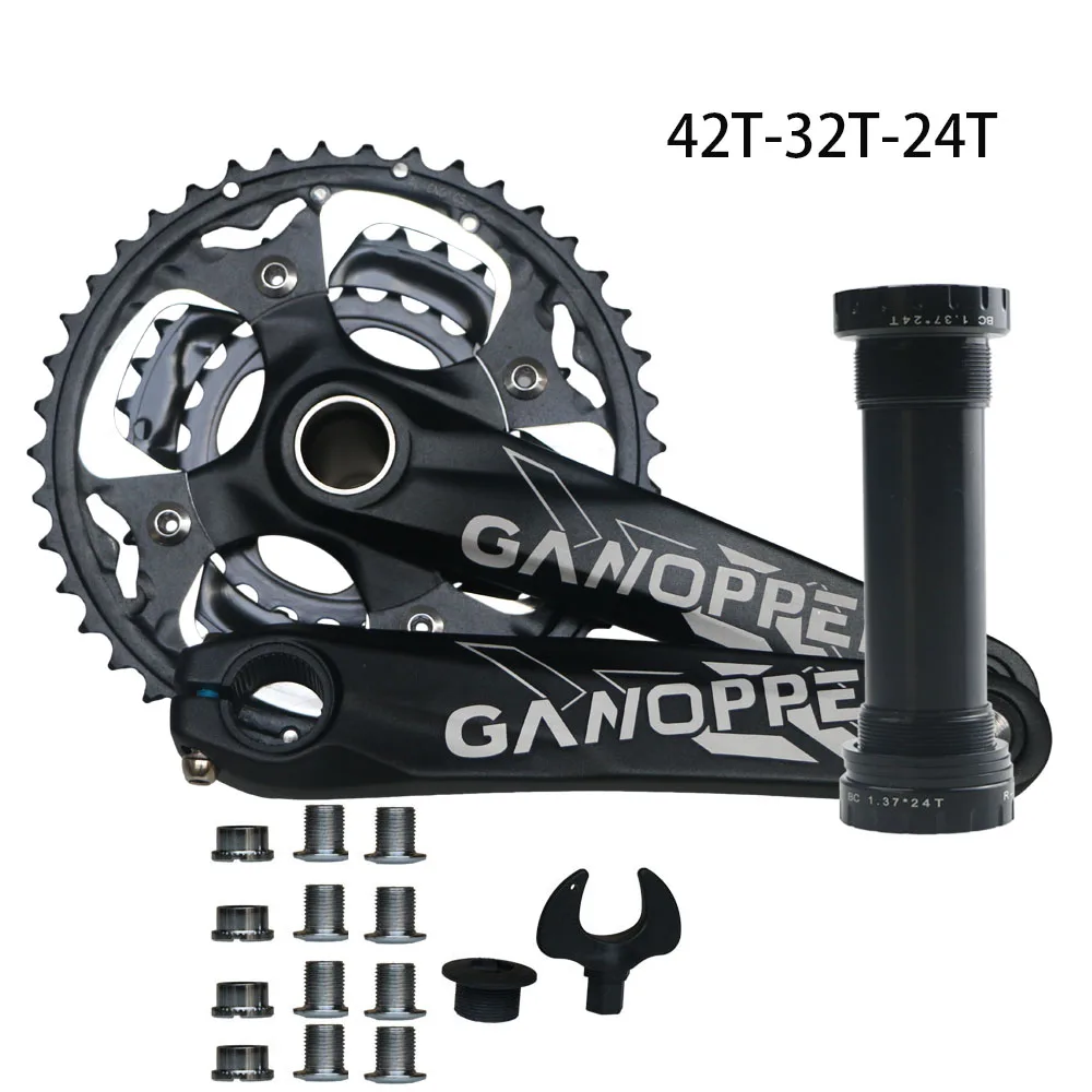 175 мм Fatbike Fat bike crank набор 100 мм BB 104BCD коленчатая цепь 30T 32T 36T 38T 40T 42T 104 мм BCD односкоростная цепь - Цвет: 24t 32t 42  crankset