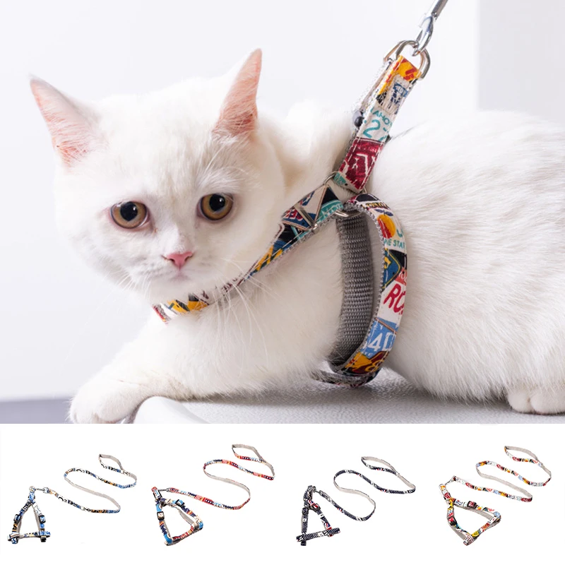 

Fashion brand Cat Harness And Leash Set Pet Products Adjustable puppy Traction Harness Belt Cat Kitten Halter Cat Collar