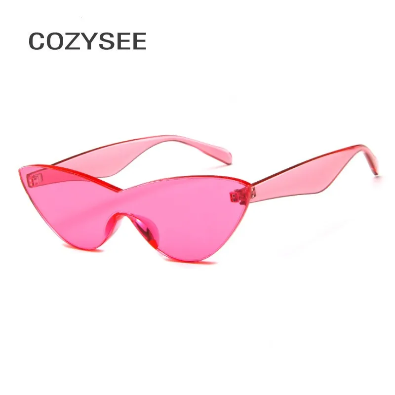 Солнцезащитные очки без оправы с затемненными линзами в форме кошачьих глаз |