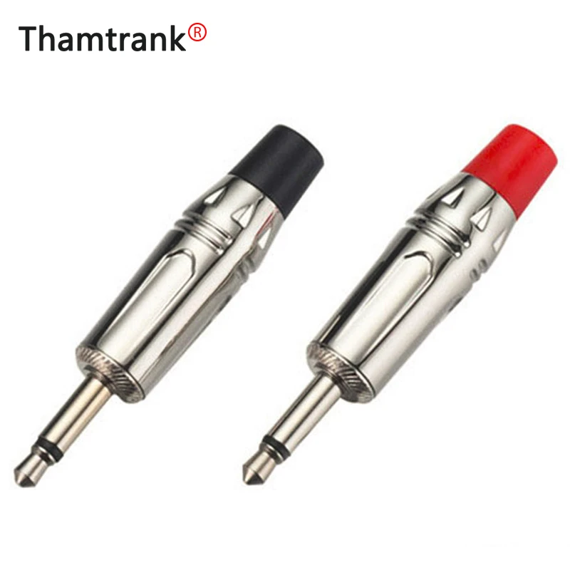 

100pcs 3.5mm Jack mono Wire Connector Nickel-plated 3.5 audio video plug Jack 3.5 Earphone DIY plug with Black&Red Tail OEM