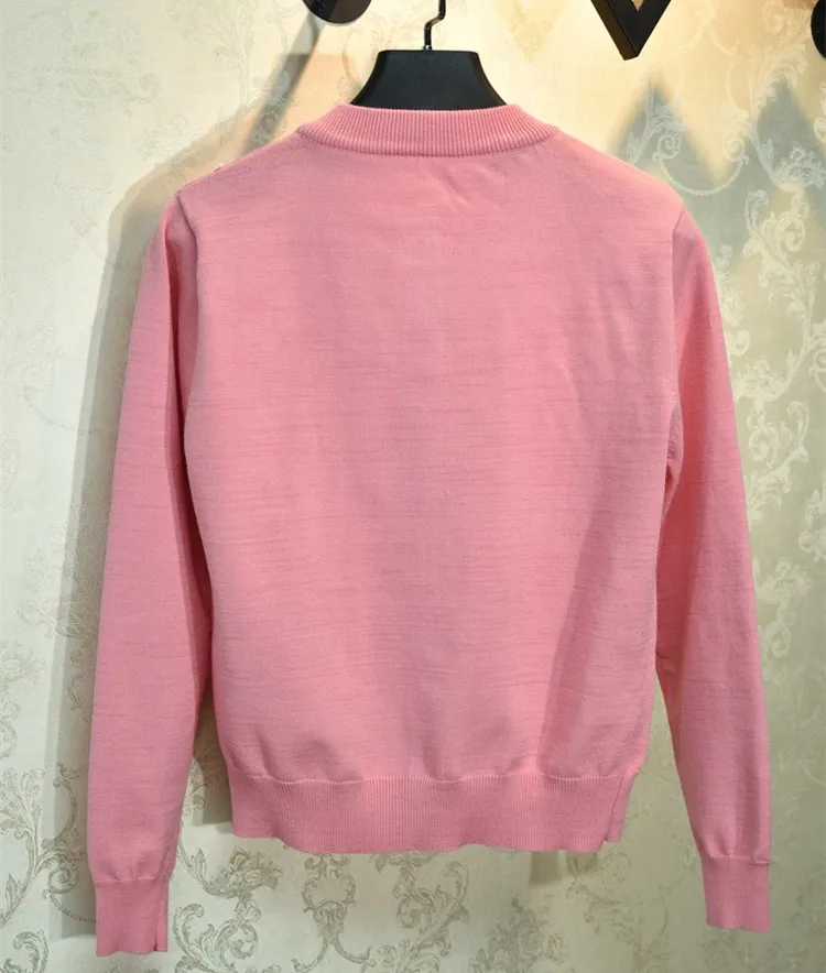 

2020 Spring Fashion women's brand new pearls beading cardigans Chic lady elegant O-neck knitting coat B587