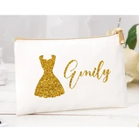personalized bridesmaid gift for her set bride make up bag canvas monogram cosmetic bag custom name bachelorette party bag
