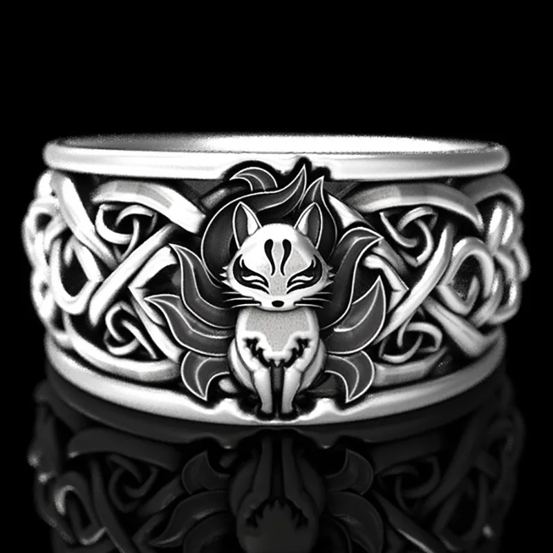 

Fashion Cute Fox Ring Silver Plated Animal Ring Fashion Charm Lady Jewelry Birthday Anniversary Gift Cocktail Ring Size Us7-12