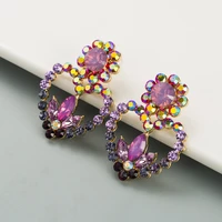 s2135 fashion jewelry s925 silver post hollow heart flower stud earrings rhinstone earrings