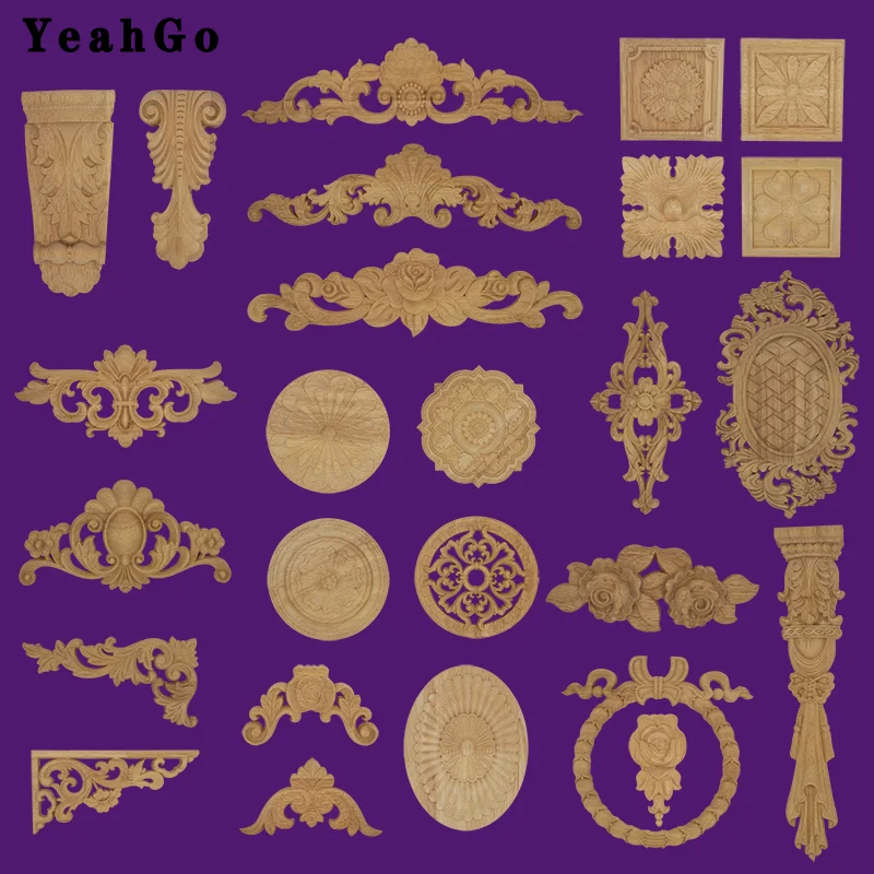 Круглая аппликация YeahGo для резьбы по дереву угловая Цветочная мебель из массива