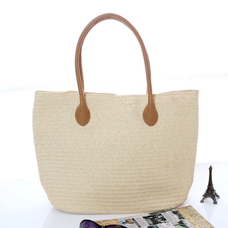 

Женская Соломенная Сумка, повседневная вместительная сумка из ротанга, лето плетеная лоза