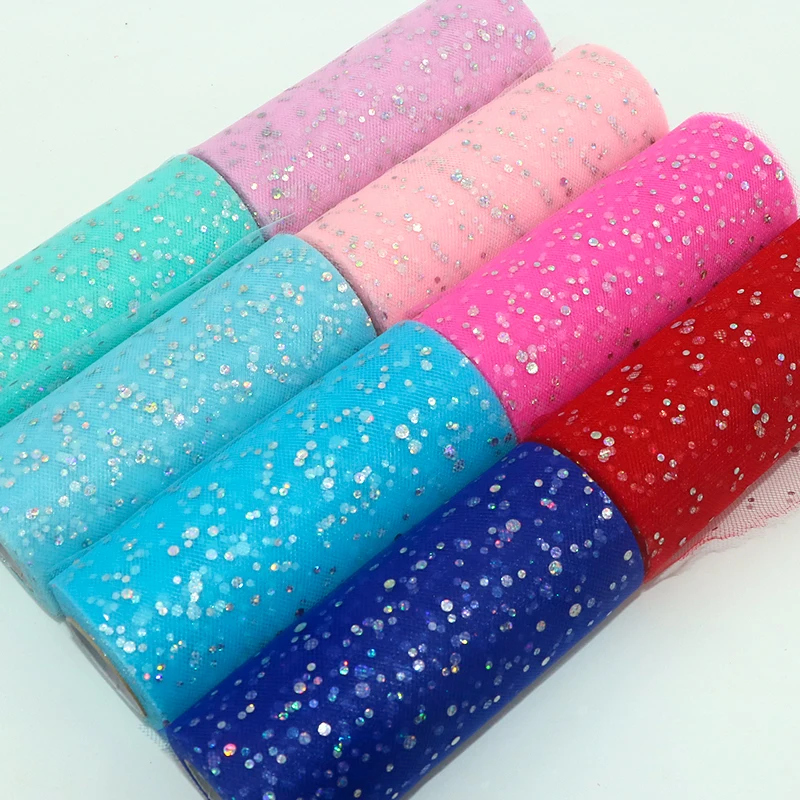 Glitter Sequin Tulle Roll 15cm*22m Spool Tutu skirt Wedding Decoration Organza Laser DIY Birthday Party Supplies | Дом и сад
