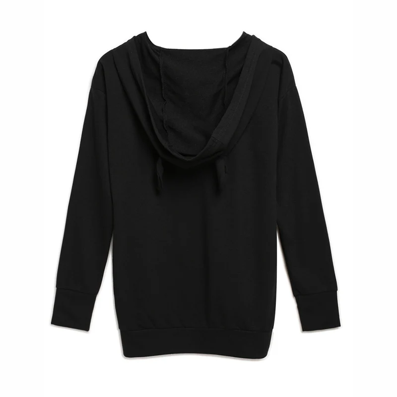 Осенне-зимние женские толстовки с капюшоном свитшот принтом букв и длинными