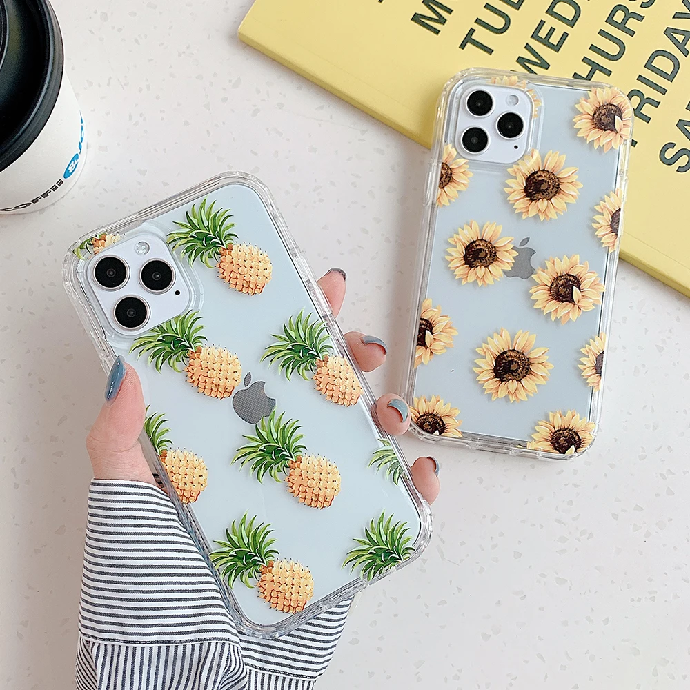 LOVECOM Cute Flower Leaf Butterfly Phone Case For iPhone 13 12 11 Pro XR XS Max 7 8 Plus Soft IMD 2 in 1 Clear Back Cover Coque | Мобильные