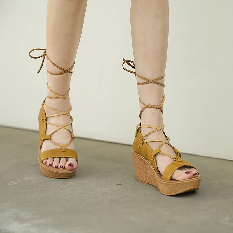 Beli Sandal Roma Baru Musim Panas Sandal Wedge Nyaman Cocok Untuk Semua Pasangan Kasual Gaya Peri Terbuka Tali Silang